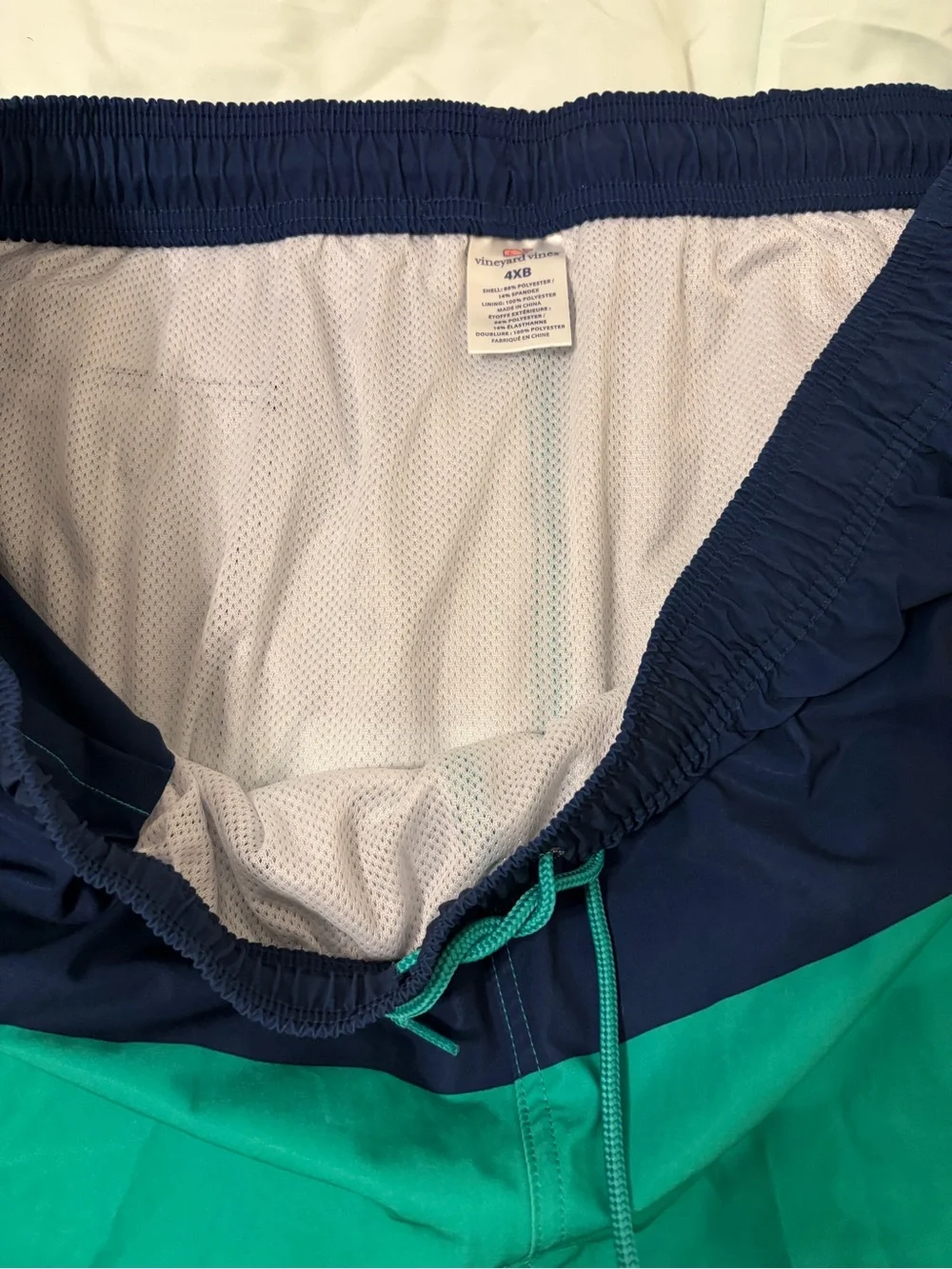 Vineyard Vines Teal and Light Blue Striped Swim Shorts